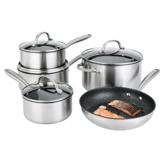 Prestige - Scratch Guard - 5Pc Saucepan Set - 16/18/20Cm, 24Cm Stock Pot, 25Cm Fry - Aluminium - Scratch Resistant - Induction Suitable - Dishwasher A