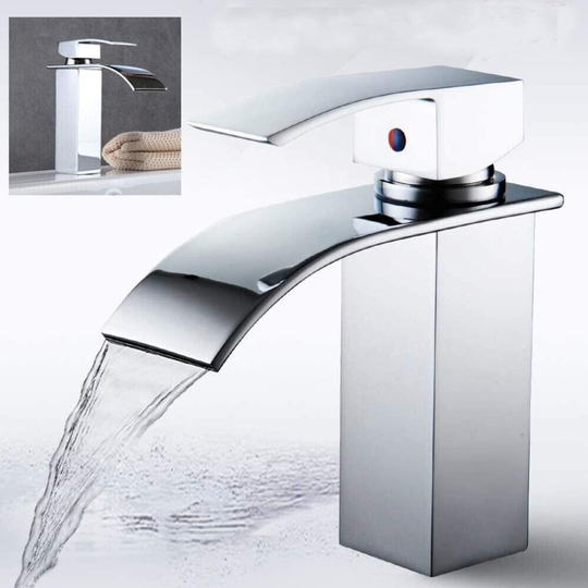 Modern Bathroom Basin Sink Mixer Tap chrome brass cloakroom Mono Waterfall Bathroom Hot&Cold Faucet