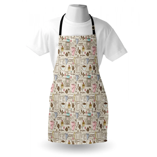Coffee Time Vintage Espresso Machine Cupcakes Beans Apron