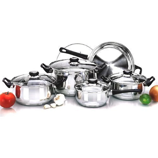 Belfry Kitchen Romano 12 Piece Stainless Steel (18/10) Non Stick Cookware Set