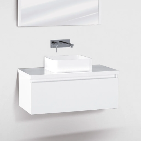 80Cm Wall Mounted Single Bathroom Vanity Base Only in White