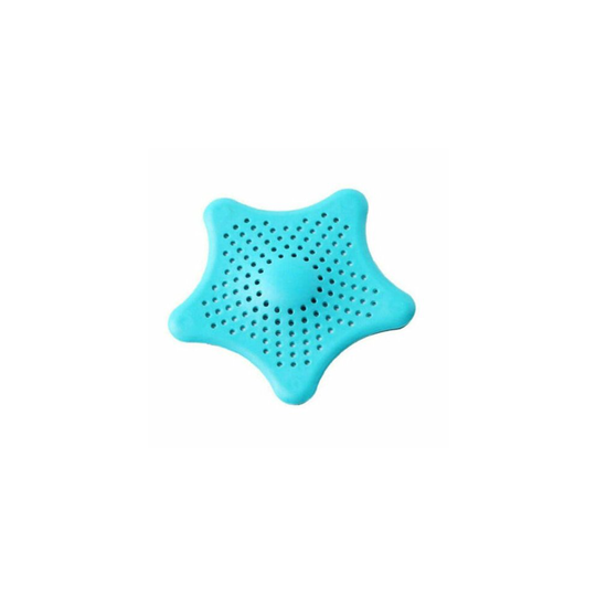 (Blue) STARFISH SINK STRAINER Hair Trap Shower Rubber Bath Drain Cover Hair Catcher UK