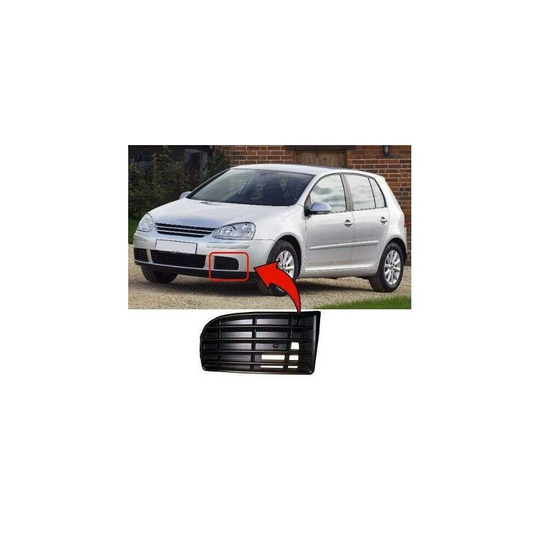 VW Golf Mk5 2004-2008 Passenger Side Front Bumper Fog Grille No Fog Hole 4 Bars