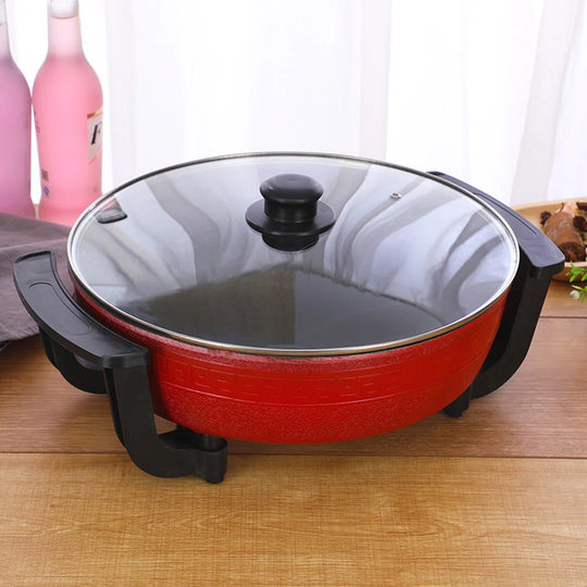 220V Twin Hot Pot Shabu Induction Fire Pot Soup Pot Cookware Red