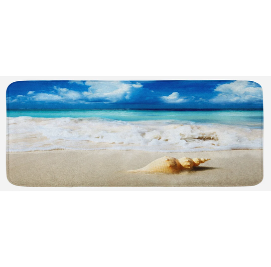 Seashells Kitchen Mat Nautical Sunny Coastline