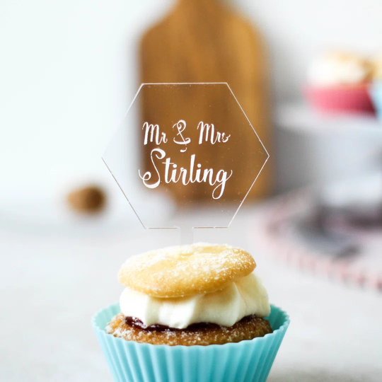 Personalised Mr and Mrs Cupcake Topper