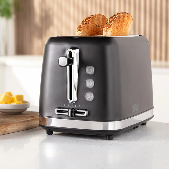 BLACK+DECKER BXTO20077GB 2 Slice Plastic Toaster, Black