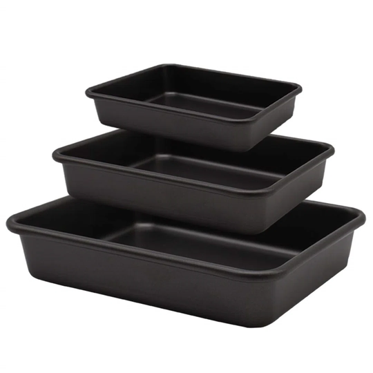 Roasting Tin Sets, Nonstick Oven Tray, Heavy Duty Baking Trays, 3 Pieces, Black