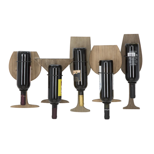 Cletus 5 Bottle Solid Wood Wall Mounted Wine Bottle Rack in Brown