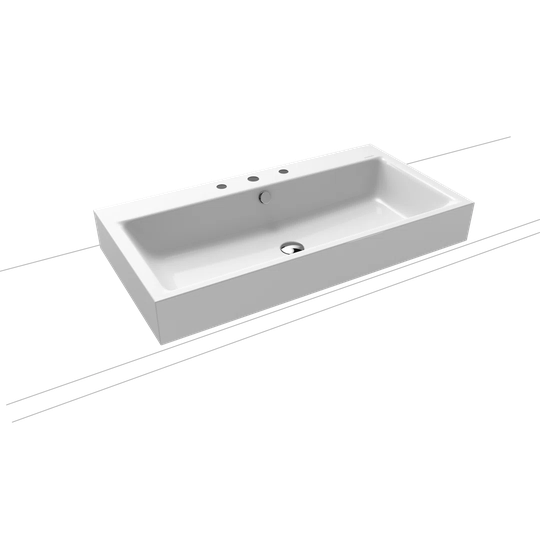 Puro Cool Grey Steel Enamel Rectangular Bathroom Sink with Overflow