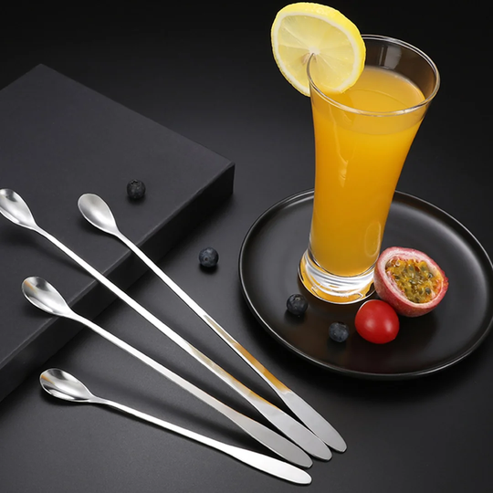 18.9cm Long Stainless Spoons for Latte Macchiato, Cocktails, Desserts