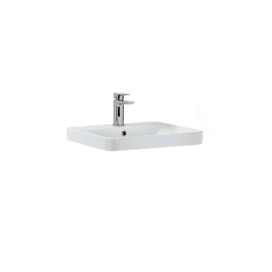 Leta White Ceramic Rectangular Bathroom Sink with Overflow