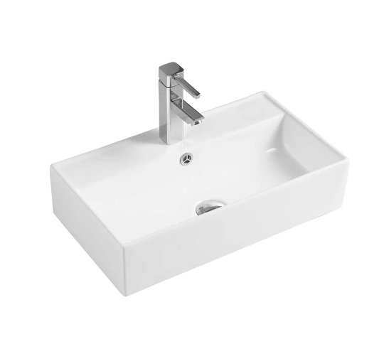 Belue Ceramic Rectangular Bathroom Sink and Overflow