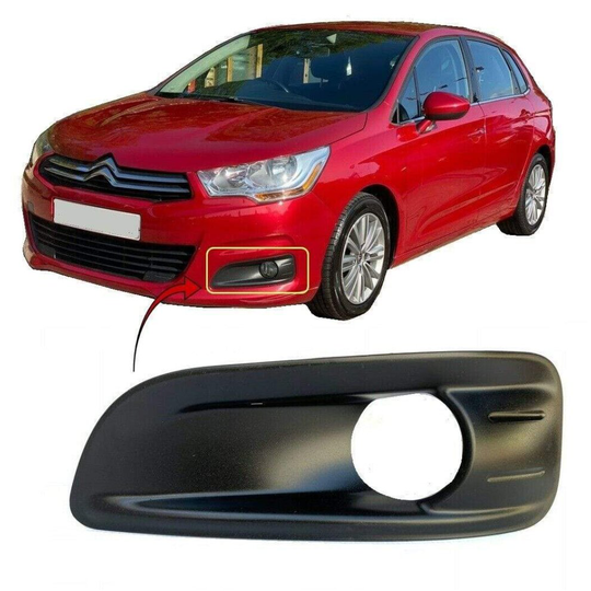 Citroen C4 2011-2018,Ds4 2011-2015 Front Bumper Fog Grille With Fog Lamp Hole Mat Dark Grey Left