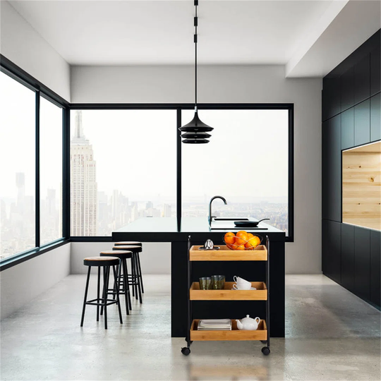 Eginhard 49.5 Cm Kitchen Trolley with Solid Wood Top