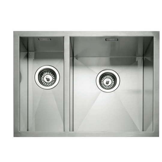 Zero 1.5 59.6cm x 45cm Double Bowl Inset and Undermount Kitchen Sink