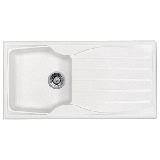 Astracast Sierra 1.0 Bowl Reversible White Kitchen Sink With Basket Waste Kit