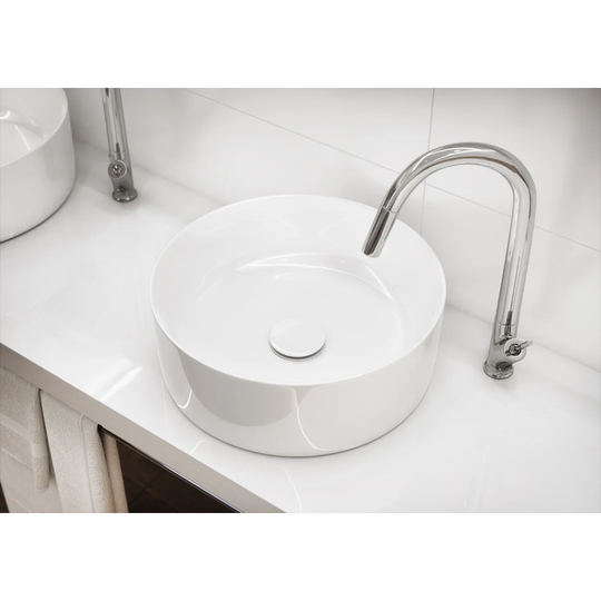 White Ceramic Circular Bathroom Sink