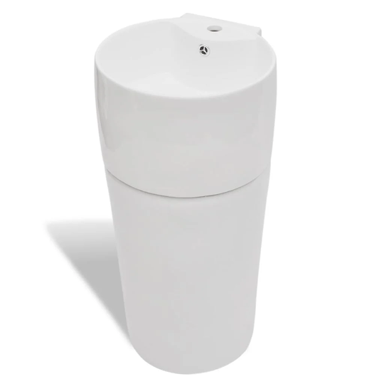 Bollitree White Ceramic Circular Bathroom Sink with Overflow