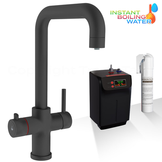 Black Instant Boiling Water Dispenser Tap 3 in 1 Kitchen Faucet Hot & Cold