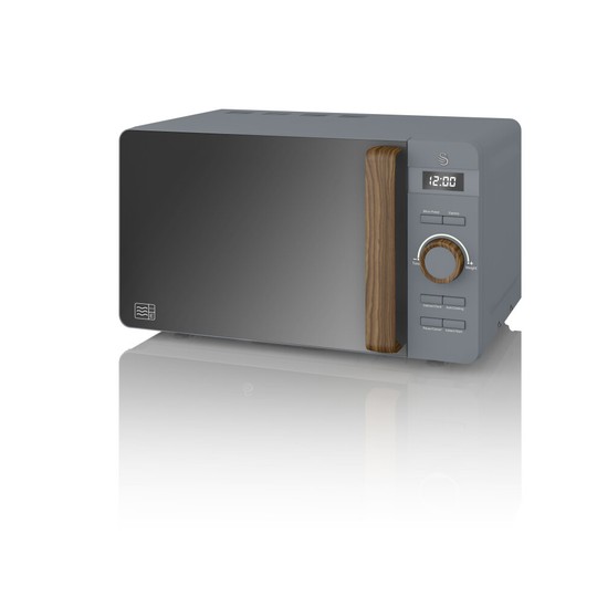 (Grey) Swan 20L Nordic Digital LED Microwave Countertop 800W Freestanding Matt F Soft Touch