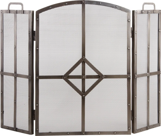 3 Panel Wrought Iron Fireplace Screen
