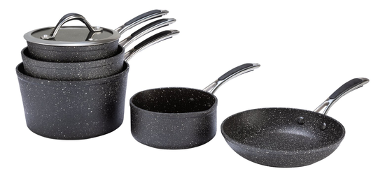 Argos Home 5 Piece Rock Effect Non Stick Aluminium Pan Set