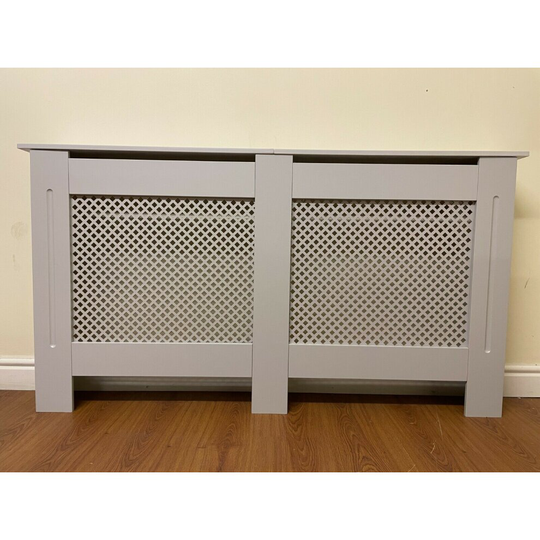 (Grey Large ) Modern Radiator Cover Wall Cabinet Wood MDF Grill Shelf Traditional Furniture UK