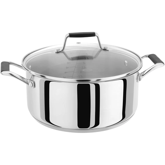 Stellar Induction, 24cm Stainless Steel Casserole with Glass Lid, 4.5L