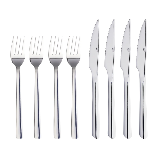 Aida Raw grill cutlery 8 pieces Polished stainless steel