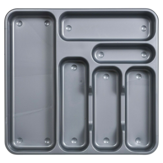 (Silver) 6 Compartment Cutlery Tray Drawer Organiser