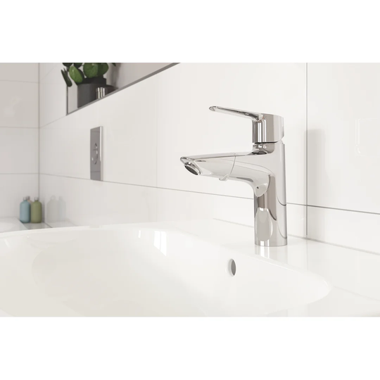 GROHE QUICKFIX Start, Bathroom basin mixer tap with pull-out spout and click-clack push waste, Magnetic smooth docking, Medium size 191 mm, water-savi