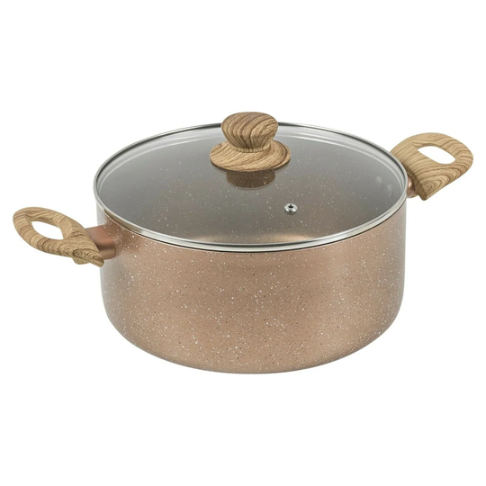 Wood Look Handles Stock Pot with Lid