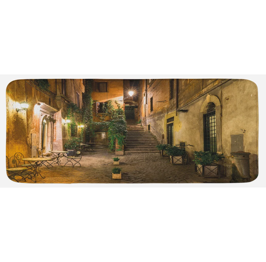 Chyna Italian Old Cafe in Rome City Kitchen Mat