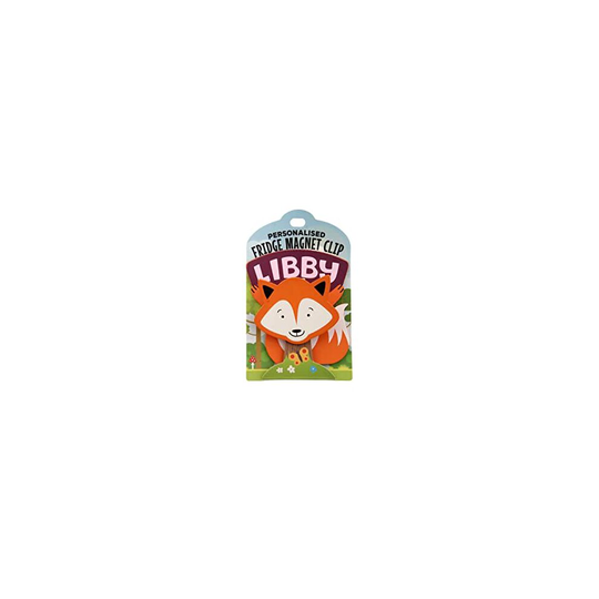 PERSONALISED TO THE NAME LIBBY FRIDGE MAGNET CLIP FOX DESIGN