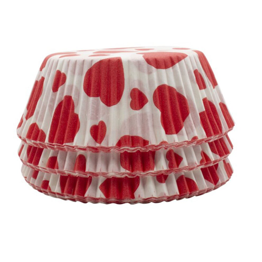 (120, Hearts) Cupcake & Fairy Cake Cases - Grease & Oven Proof - Various Designs & Pack Sizes