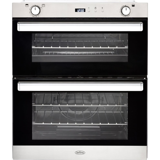 Belling BI702G Built Under Gas Double Oven with Full Width Electric Grill - Stainless Steel
