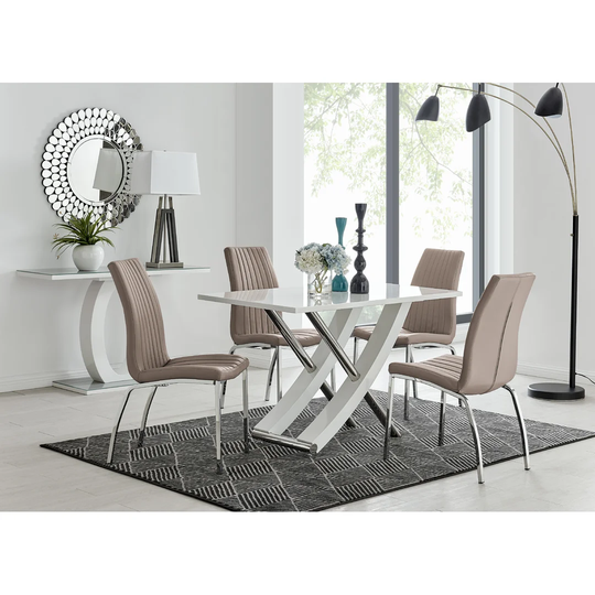 Mayfair 4 Dining Table And 4 Cappuccino Isco Chairs