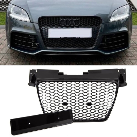 Audi TT TTS 2006-2014 Front Main Grille Gloss Black Honeycomb RS Look Badgeless