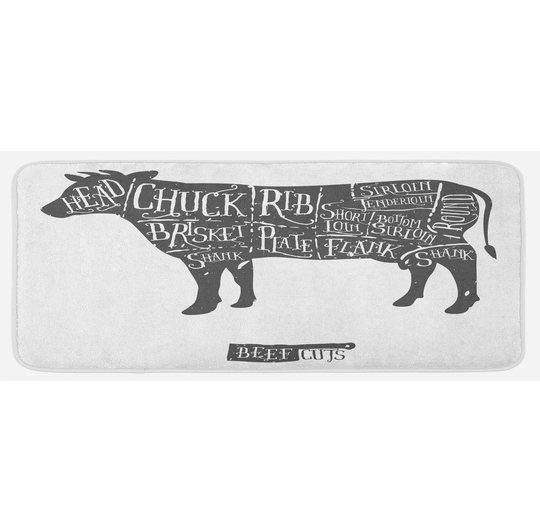 Cattle Kitchen Mat Hand-Drawn Butcher Cuts