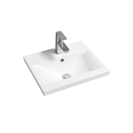 Mid-Edge Ceramic 51Cm Narrow Inset Basin With Dipped Bowl