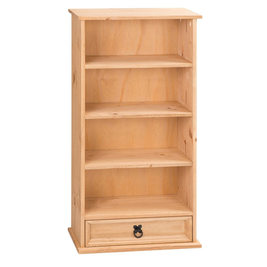 Mercers Furniture Corona 1-Drawer Bookcase and DVD Storage Rack - Pine
