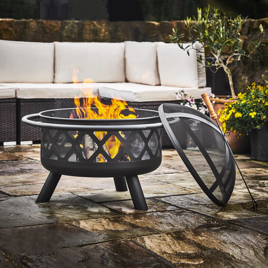 Bulle 62Cm H x 75Cm W Steel Wood Burning Outdoor Fire Pit with Lid