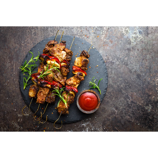 Grilled Meat Skewers by Yelenayemchuk - Wrapped Canvas Photograph