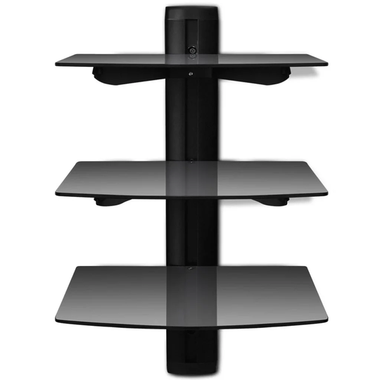 3-Tier Glass Multimedia Wall Mounted Storage Rack