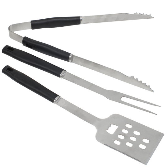 BBQ Grilling Tools Stainless Steel Cooking Utensil Grill Meat Tongs Fork Spatula