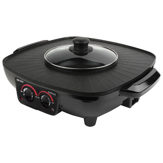 Rafferty 2 In 1 Electric Smokeless Grill And Hot Pot BBQ Grill Soup Shabu Pot with Lid