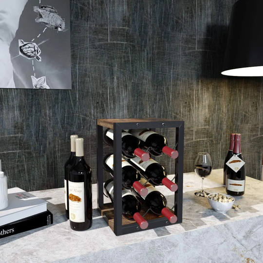 Blitz 6 Bottle Tabletop/Countertop Wine Bottle Rack in Brown