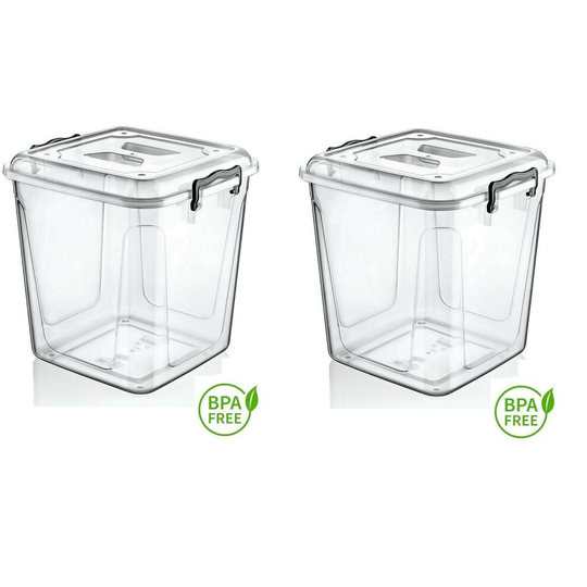 2 X 20 Litre Heavy Duty Plastic Pantry Box Food Container Storage Box