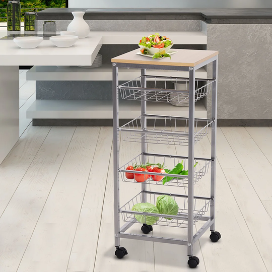 Palumbo 36.5 Cm Stainless Steel Kitchen Trolley with Locking Wheels
